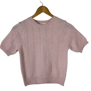 Ultra Flirt NEW Ballet Slipper Pink Sweater Super Soft Short Sleeve Women's SM